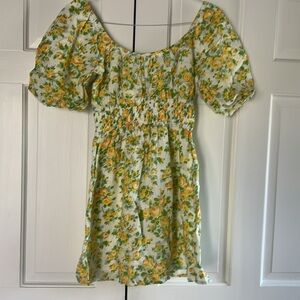 Faithfull the Brand Yellow and Green midi dress